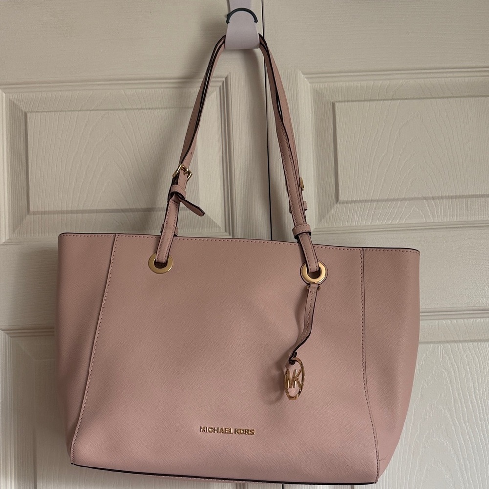 Michael Kors Blush Pink Leather Tote with Gold Accents